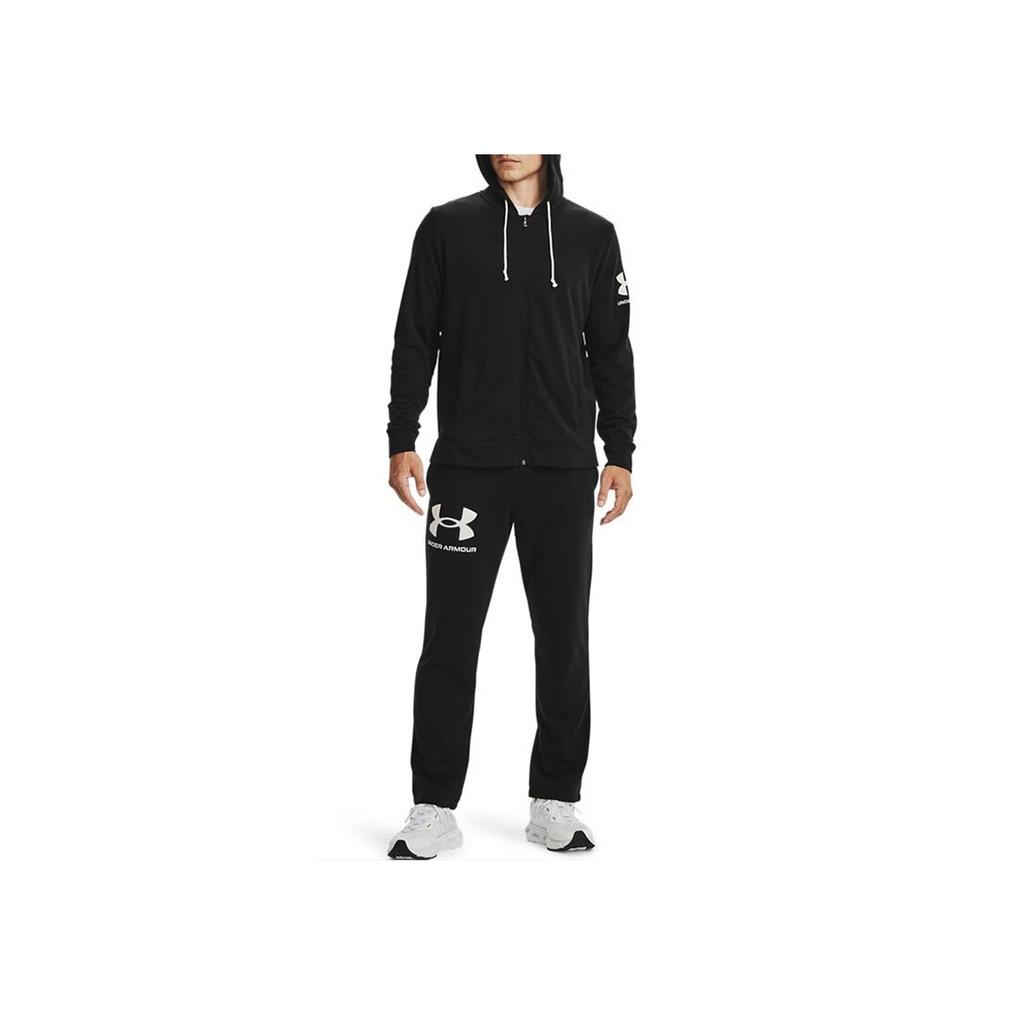 Under Armour Rival Terry Contrast Logo Breathable Sweatpants Men Bottoms Black 1361644-001