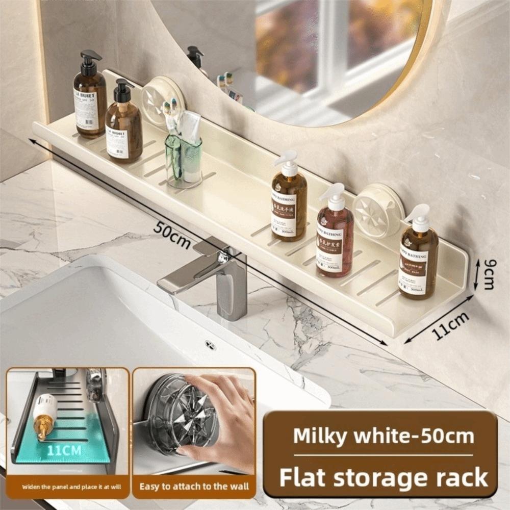 Wall Mounted Suction Cup Storage Shelf Waterproof Washbasin Countertop Shelves  Makeup