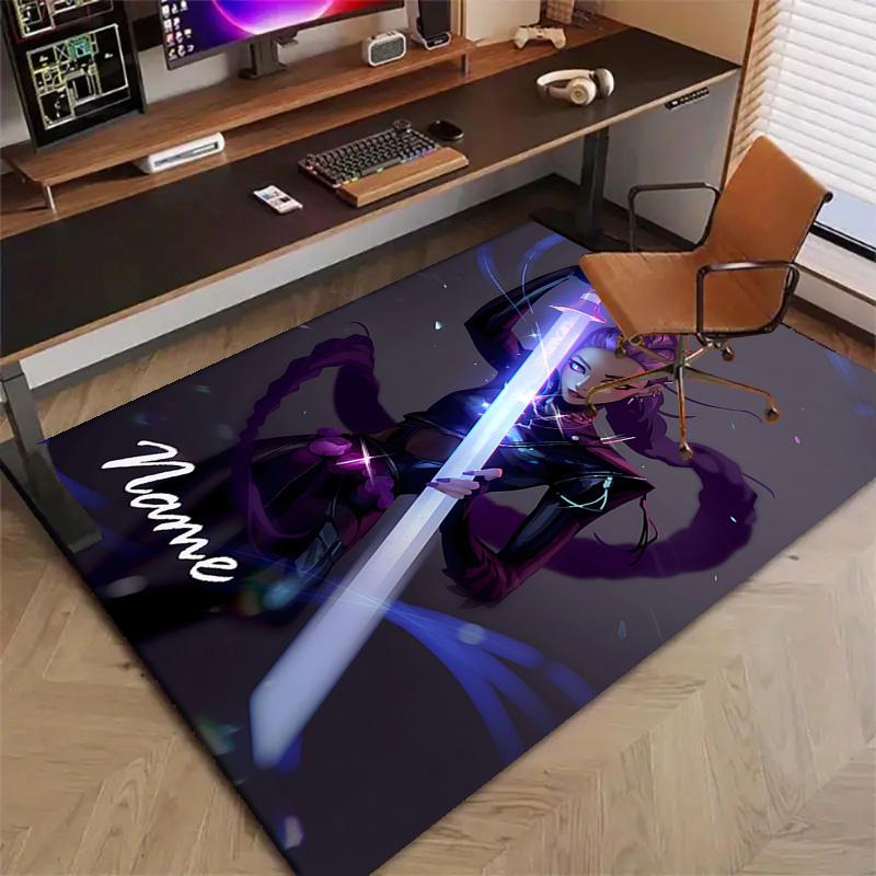 Custom KPop Demon Hunters Mat Personalized Name, Polyester Washable Indoor Entryway Rug, Gift for Christmas, Easter, Thanksgiving Day