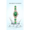 "Elegant Women's Bracelet Watch Green Crystal Waterproof Quartz Simple Rose Gold"