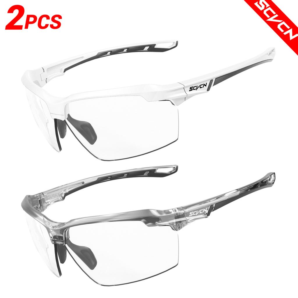 SCVCN Photochromic 2-pack Cycling Glasses Explosion Proof Hunting Outdoor Bicycle Sports Running Sunglasses Tactical Goggles