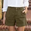 Women's Soft Cotton Linen Shorts Pockets Soft  Button Closure No Zipper Slim Fit Shorts