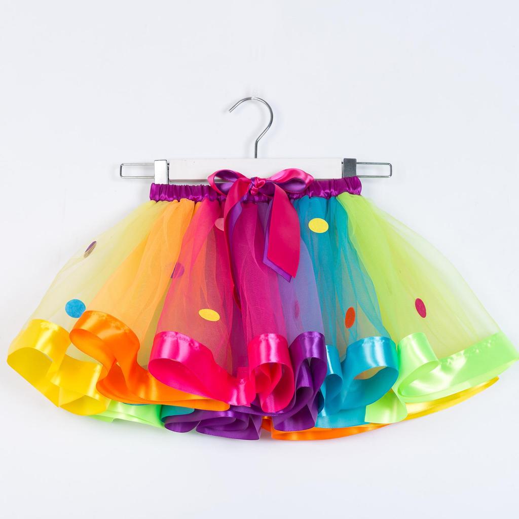 Summer Polka Dot Sequin Mesh Skirt for Girls - Princess Style Performance Dress