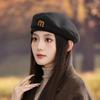 Retro M standard versatile solid color beret autumn and winter outdoor leisure windproof octagonal hat British style painter hat