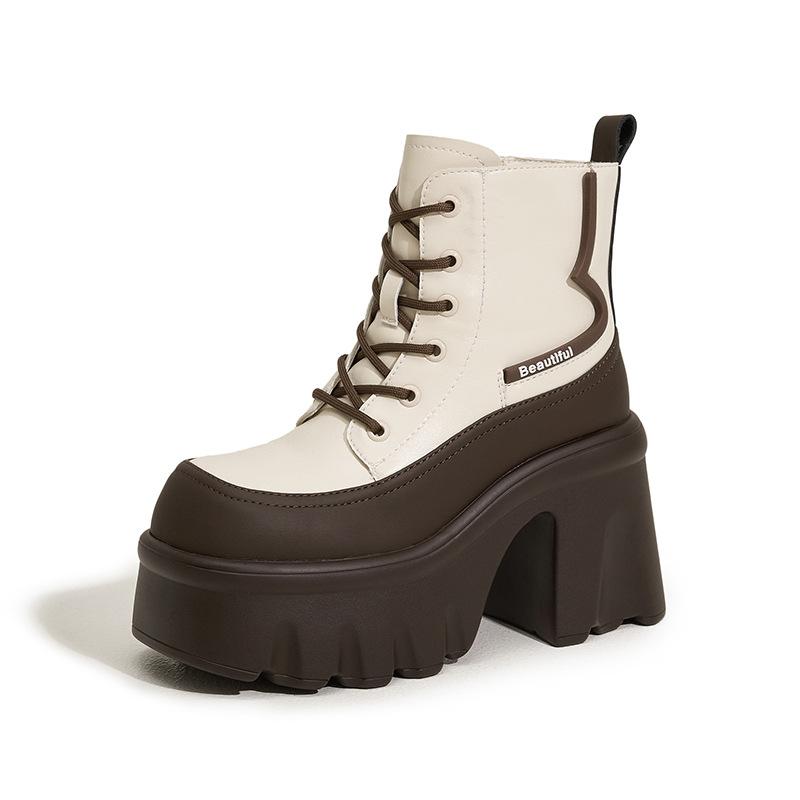 

Ботинки Мартин на толстой подошве для женской коллекции осень-зима 2025, новые, на высоком толстом каблуке, с внутренней платформой, средней высоты, короткие ботинки, универсальные, т 39 слюда