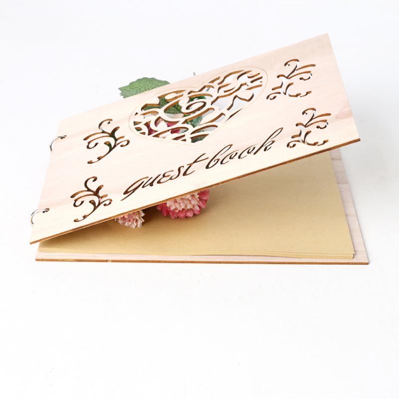 Boxwood Wedding Guestbook Notepad Hollow Design Rustic Style Memorial Sign-in Book 20 Inner Pages