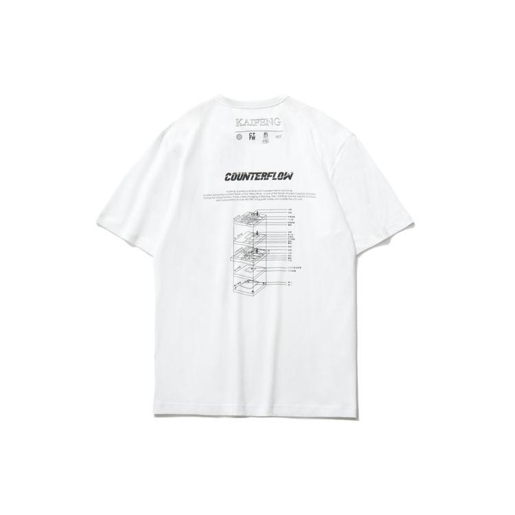 Li Ning T Shirts Men's White Crew Neck Moderate Straight Fit AHSR673-1