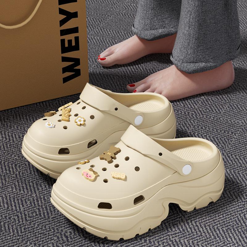 7.0CM small man height-increasing thick-soled hole shoes summer beach slippers can be worn outside high-end cool slippers women's models