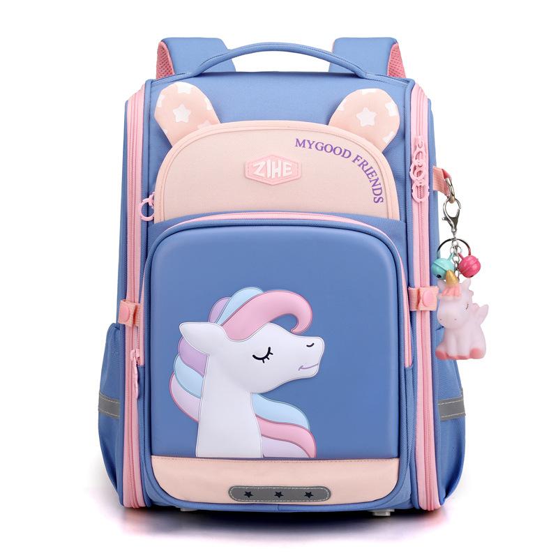 

New primary school schoolbag cartoon backpack large capacity cute fashion weight reduction schoolbag men s and women s versatile backpack without pendant світло-синій колір