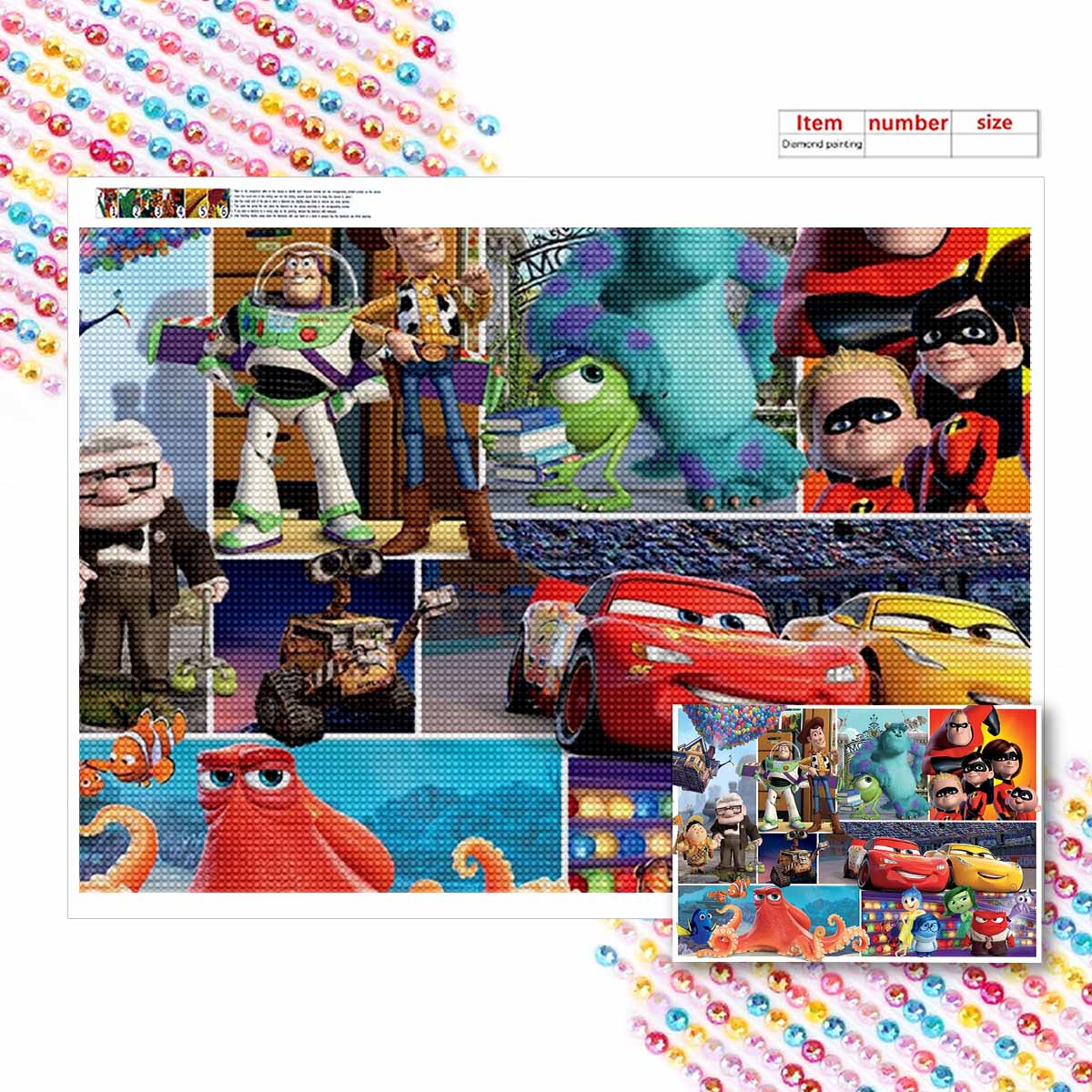 

Полная круглая алмазная живопись Маленькие группы Диснеевской живописи Стразовая картина Мозаика DIY 5D Вышивка крестом Домашнее украшение Round 20x30cm