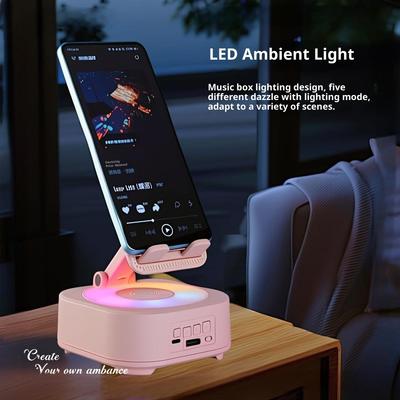 Mobile Phone Holder Bluetooth Speaker Power Bank 3-in-1 Music Box RGB Cool Lights Desktop Stereo Wireless