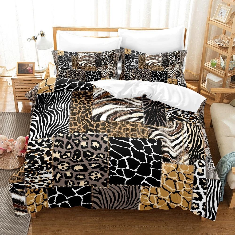 

Three-Piece 3D Printed Leopard Print Leather Print Bedding Colorful Gradual Change Leopard Print Duvet Cover 90 * 200