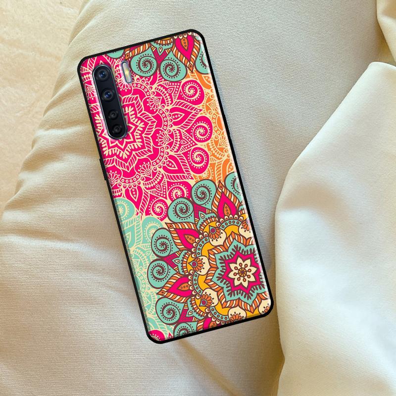 Trippy Tie Dye Floral Mandala Case For Oppo A17 A94 A74 A54 A60 A40 A80 A16 A76 A96 A98 A58 A78 A18 A38 A57 A15 A5 A6 Pro