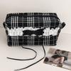 Black White Gingham Lace Cosmetic Bag With Lightweight Design For Women And Men