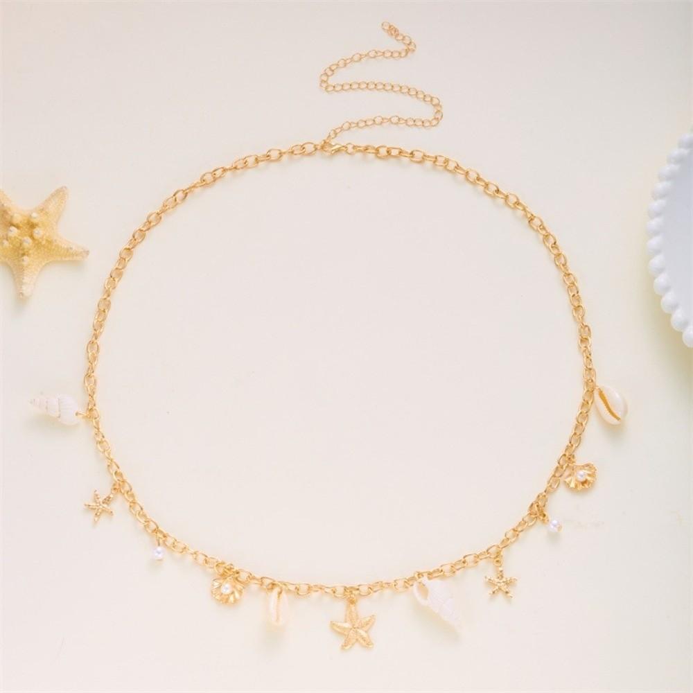 Shell Starfish Waist Chain Adjustable Beads Belly Chain Fashion Imitation Pearl Body Chain  Ladies