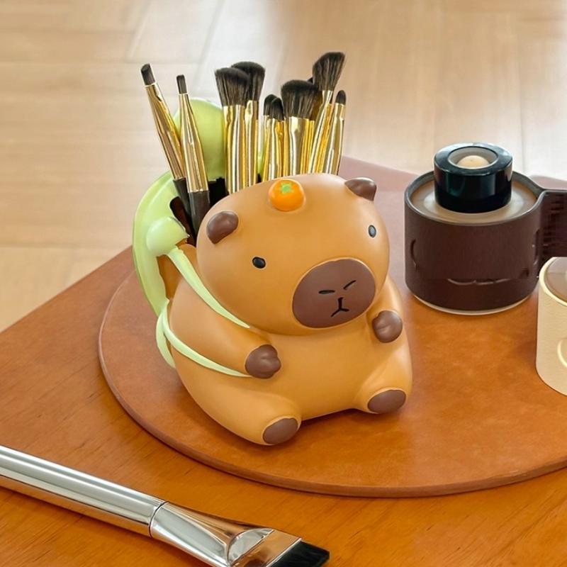 Kapibara Kalemlik Karikatür Taşınabilir Makyaj Fırçası Tutucu Çok Fonksiyonlu Büyük Kapasiteli Kalem Düzenleyici Öğrenci Kırtasiye