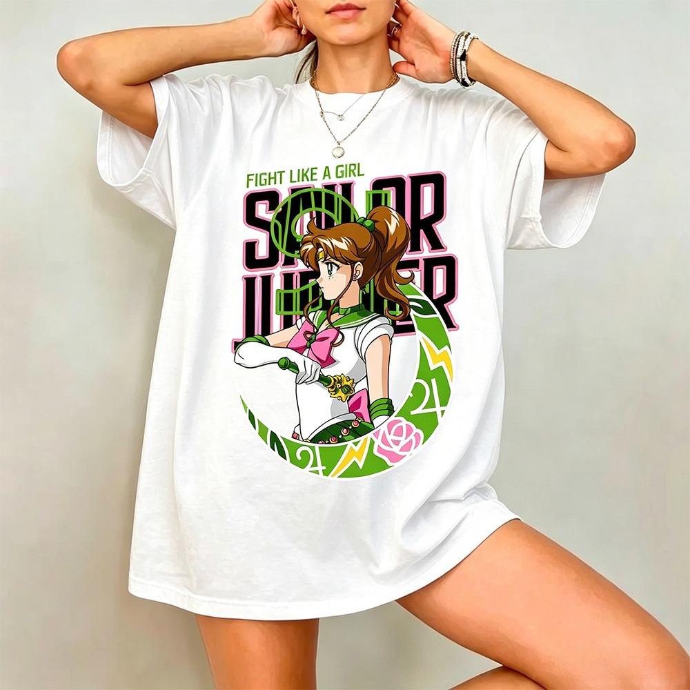 2026new American Retro Cotton Shortsleeved Tshirt With Sailor Moon Print Suitable For Both Unisex And Unisex Casual Street Style