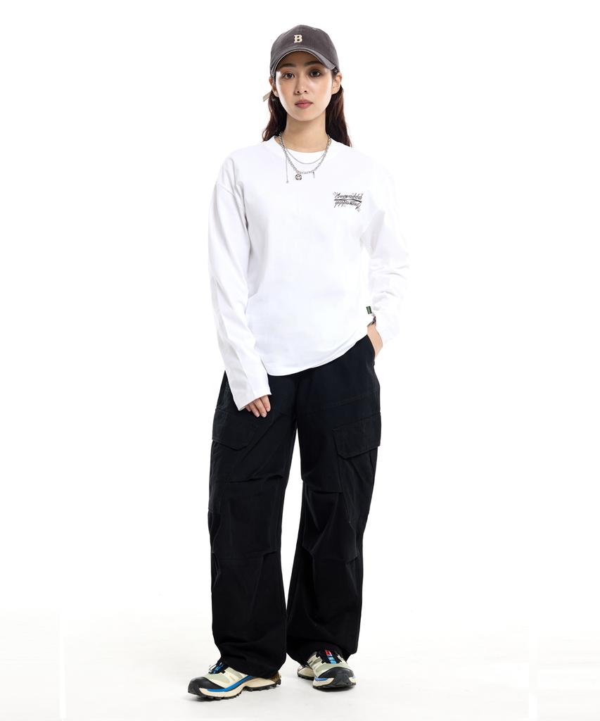 CREAM SODA LAB Diagonal Cut Field Parachute Cargo Pants Black