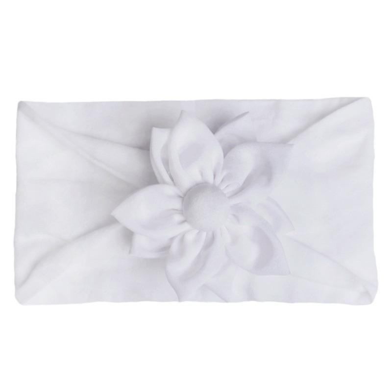 New children's headband, baby soft solid color flower nylon headscarf, thin breathable baby hair accessories