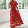 Dress Sexy V-neck Women Floral Print Summer Dress for Holiday