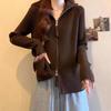 Women's Slimming European Style Maillard Sweater - Plus Size Double Zipper Cardigan for Early Spring