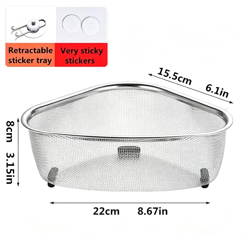 Easy to Clean Stainless Steel Drain Basket Rust Resistant Sink Filter for Kitchen Vegetable Washing Food Storage