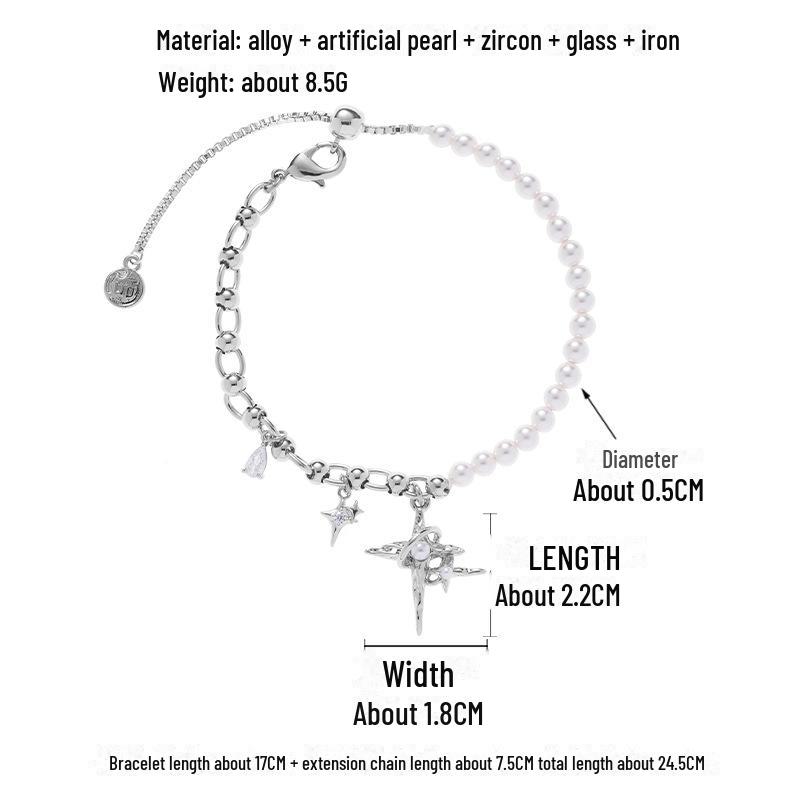 Elegant Four-Pointed Star Pearl Necklace for Women - Chic 2024 Clavicle Chain, Fresh & Exquisite Design.