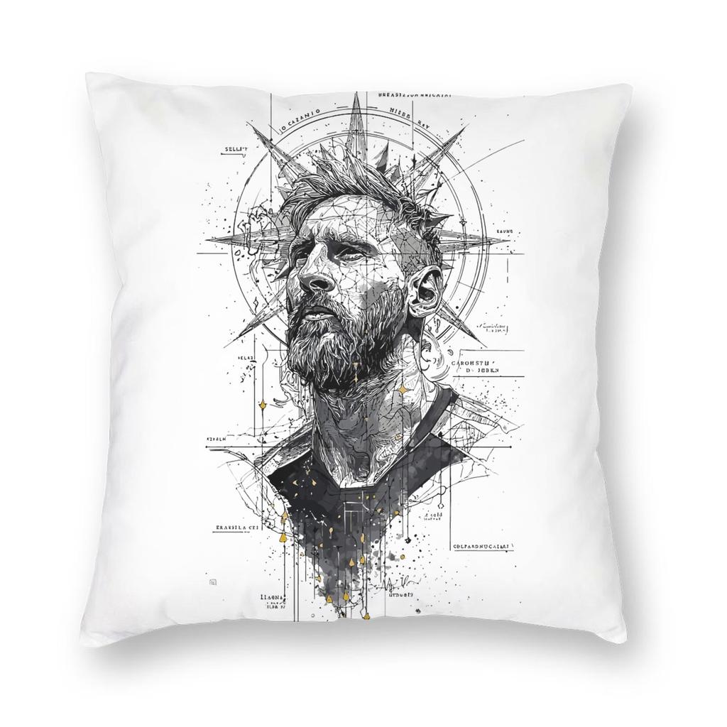 Football Messis Pillowcase Soft Fabric Cushion Cover Gift Throw Pillow Case Cover Home Zippered Xcm