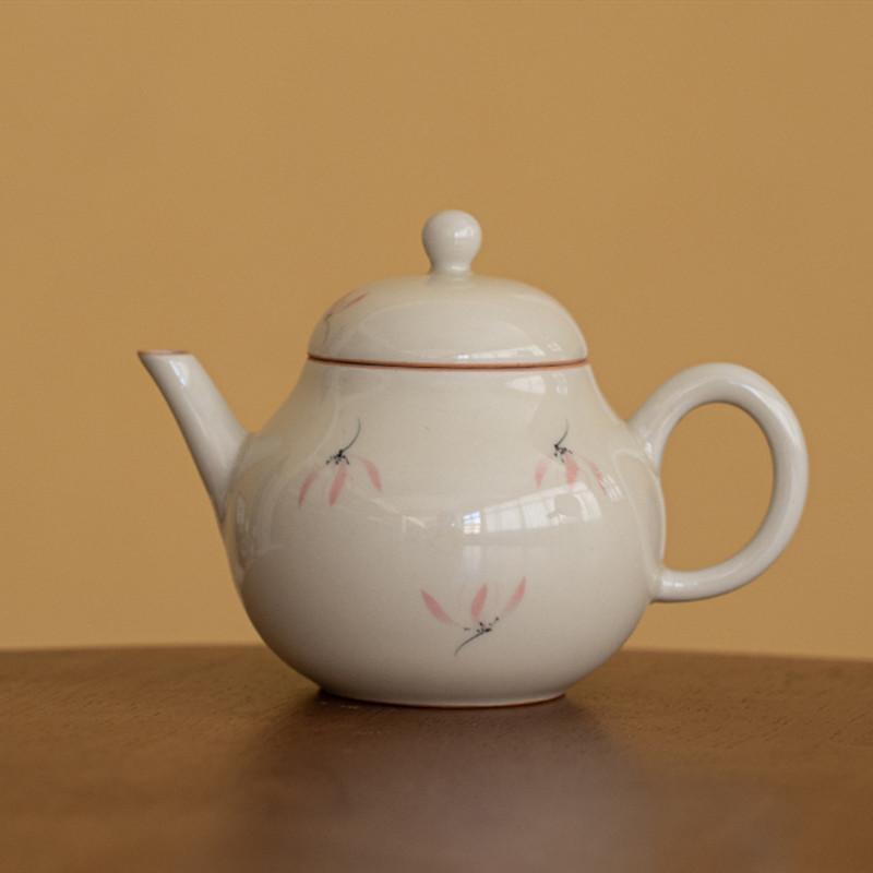 Chinese Ceramic Teapots Handmade Orchid Porcelain Tea Pot Ball Hole Filter Kettle Travel Portable Tea Set Household Teaware
