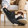 Men's Summer New Large Size Slip-On Driving Shoes Outdoor Genuine Leather Breathable Rubber Sole Square Toe Bean Bean Shoes