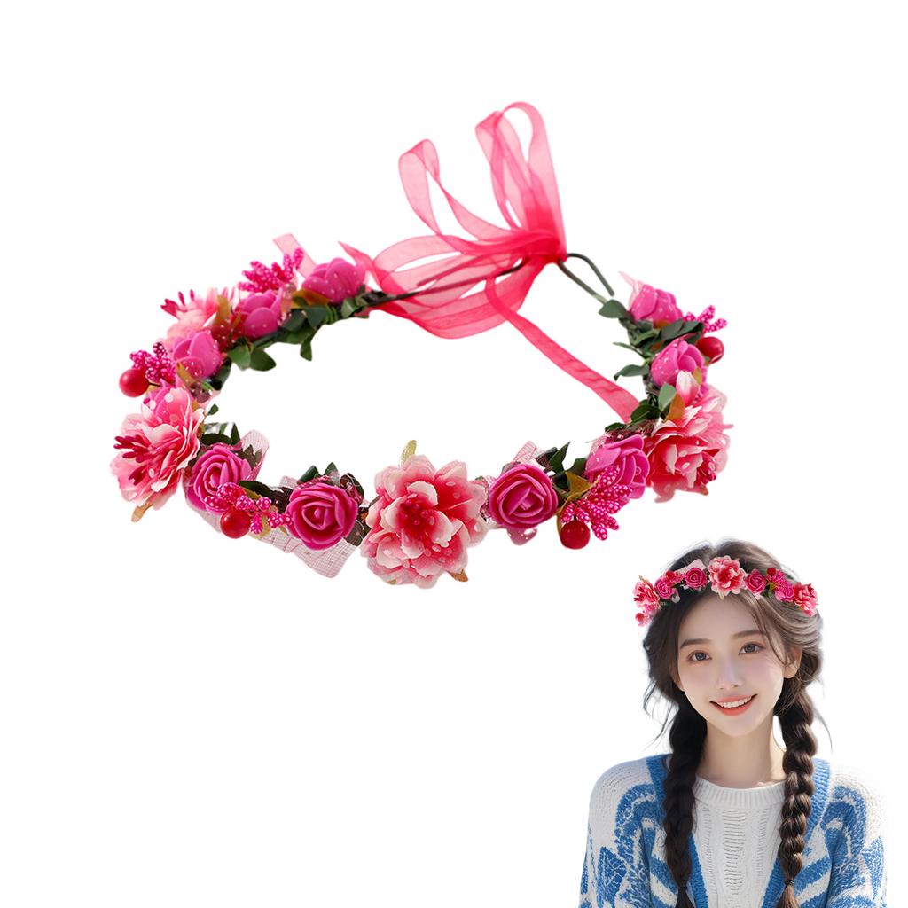 Coroa de Flores de Fada Para Mulheres Faixa de Cabelo de Flor Artificial Guirlanda Faixa de Cabeça Floral Meninas Acessórios de Cabelo para Fotografia ao Ar Livre na Praia