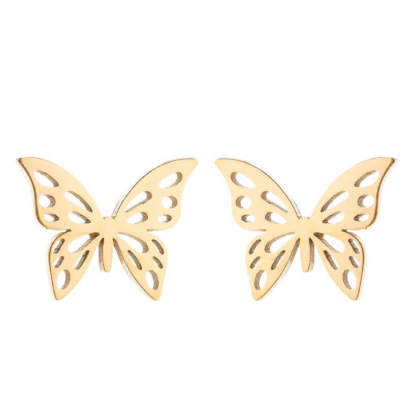 Butterfly Korean Temperament Stainless Steel Earrings - Versatile and Stylish Small Earrings for Women.