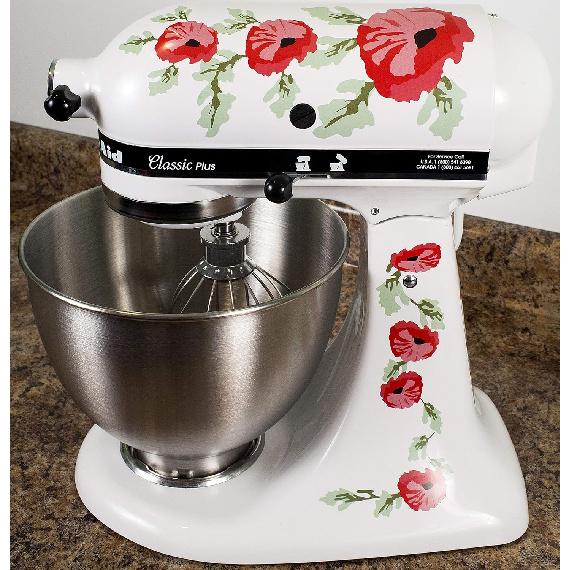 Red Poppy Flowers Watercolor Vinyl Decals for Kitchen Mixers Stickers