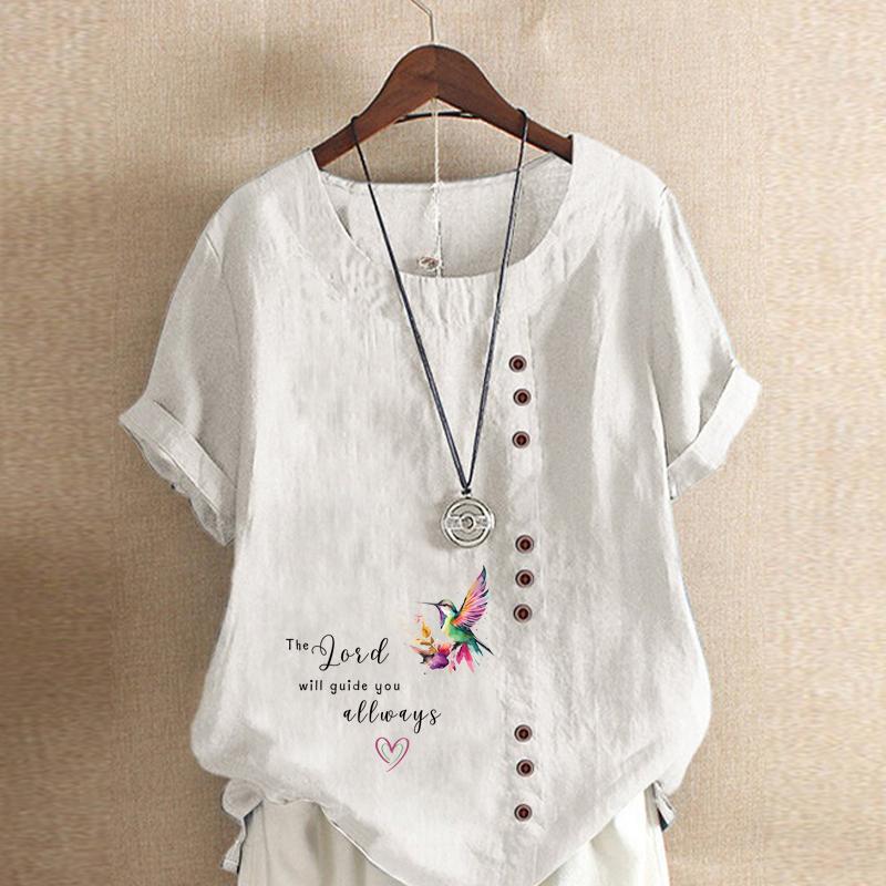 

Женская мода Маленькая птичка алфавит напечатанная футболка с коротким рукавом свободная хлопковая рубашка повседневная свободная летняя блузка топы больших размеров 5XL белый