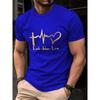 Men's Summer Fashion Casual Loose Plus Size Faith Hope Love Print Sports Round Neck Short Sleeved T-shirt Top