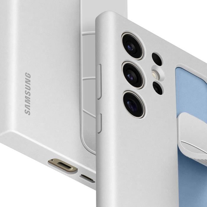 Coque - Samsung - Galaxy S25 Ultra - Gris - Fonction Support - Lanière Intégrée