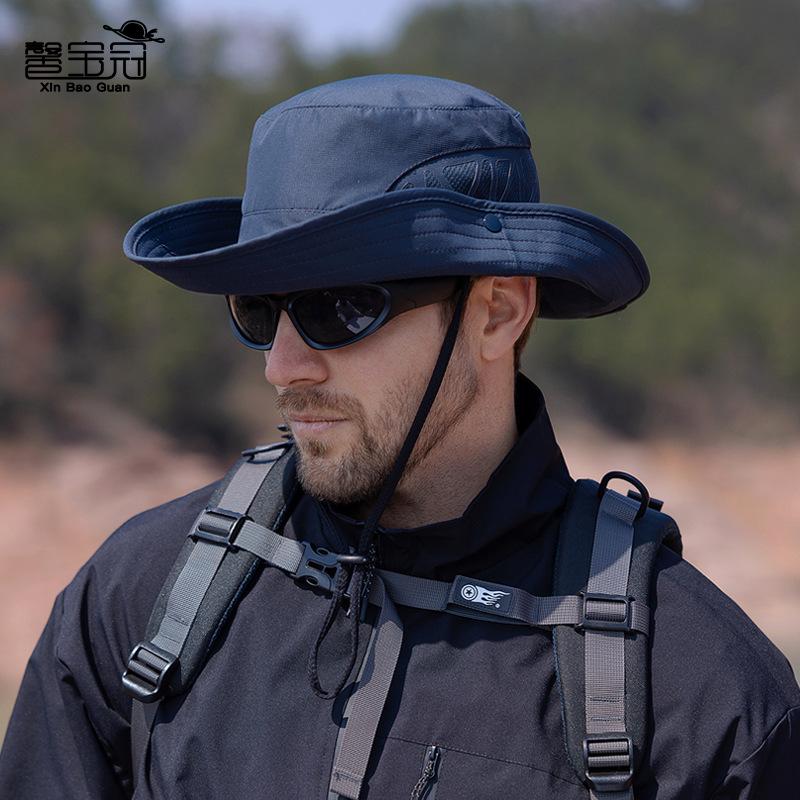 9250 Summer Big Brim Sun Hat Men Breathable Bucket Hat Outdoor Mountaineering Fishing Sun Hat