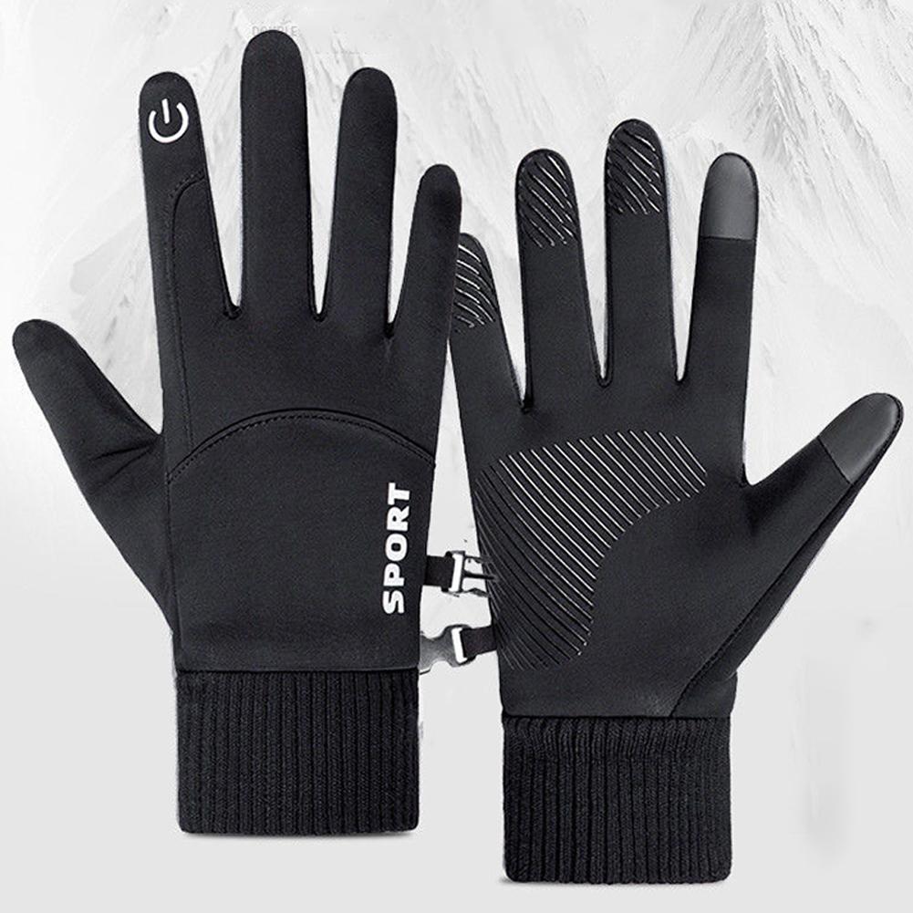 Black Winter Warm Full Fingers Waterproof Cycling Outdoor Sports Running Motorcycle Ski Touch Screen Fleece Gloves New