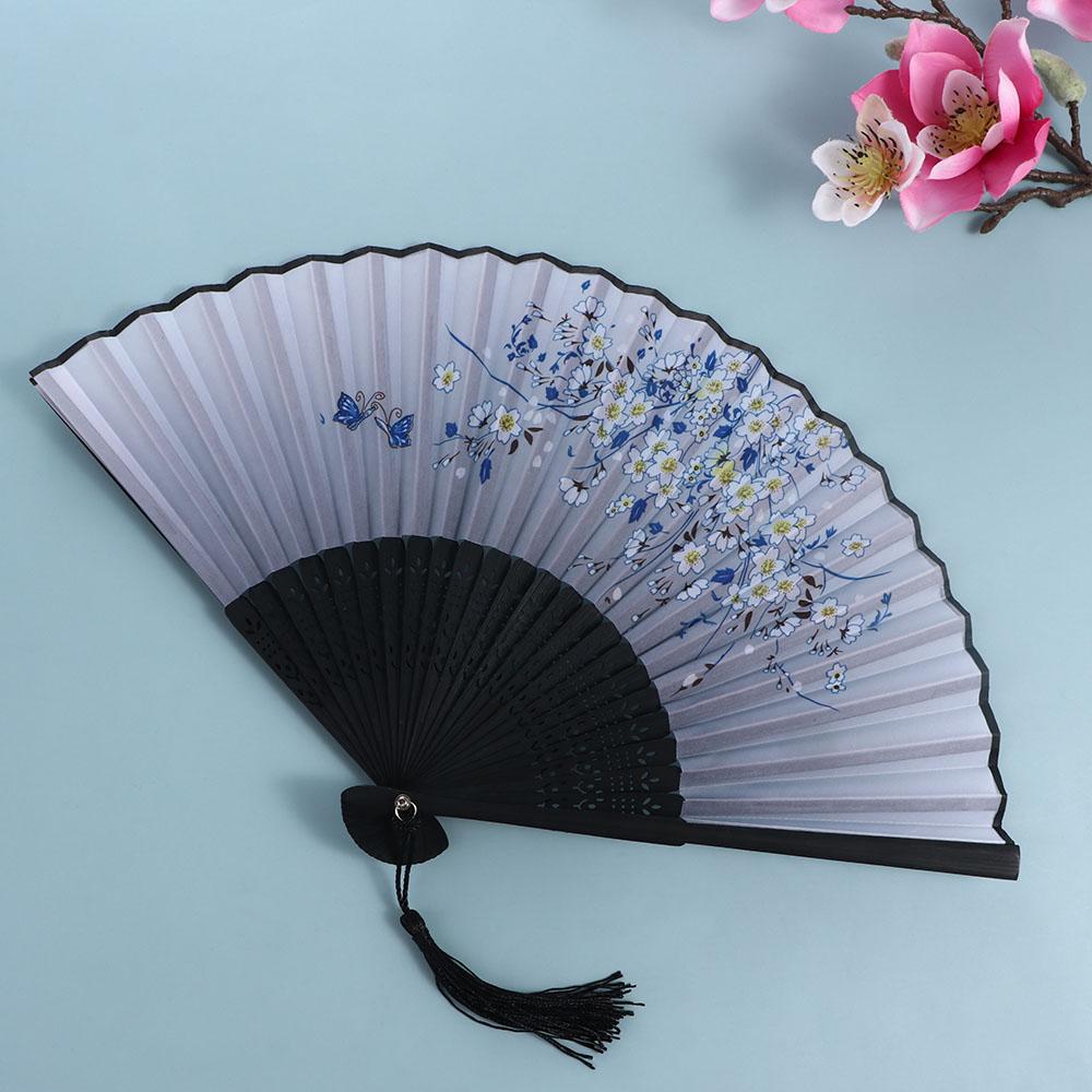 Seiden-Handfächer Chinesischer Stil Japanischer Bambus Faltfächer Foto-Requisite Werkzeug Tanz-Handfächer Seiden-Handfächer Handgehaltener Blumenfächer