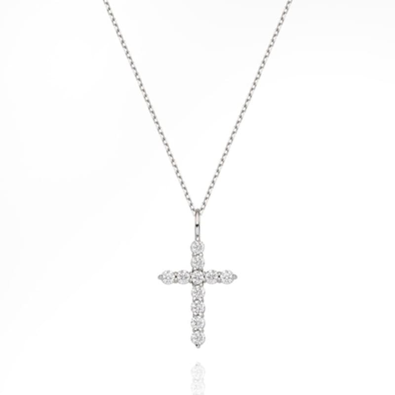 Ozel Silver925 Moissanite Cross Long Necklace PS174N