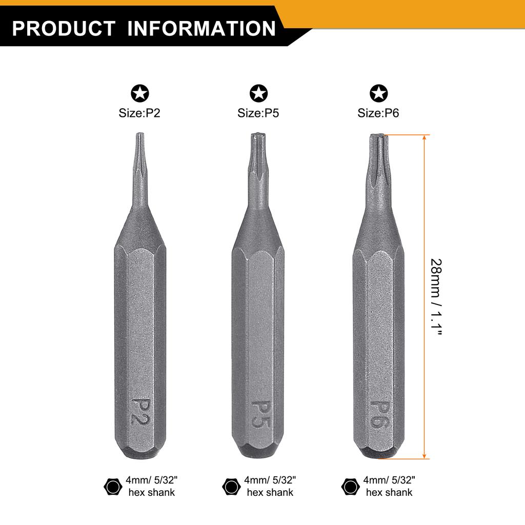1set Phillips Slotted Hex Torx Square Triangle Screwdriver Bit Set 5/32" Hex Shank Magnetic Cross Head Hex Screw Driver Bits