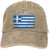 Griechische Flagge von Griechenland Denim Hüte für Herren Damen Baseballkappen Schirmmütze Schwarz Erwachsene Unisex Vier Jahreszeiten Lässig Polyester