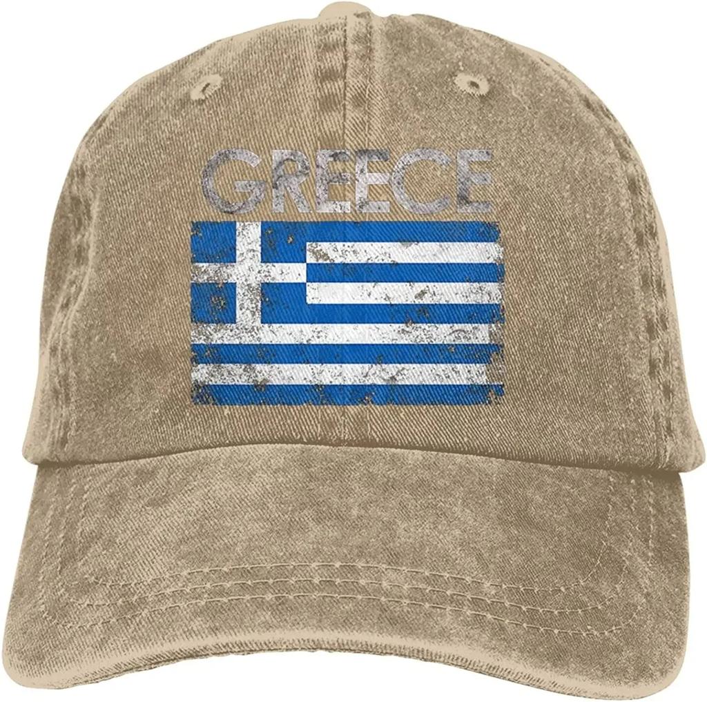Griechische Flagge von Griechenland Denim Hüte für Herren Damen Baseballkappen Schirmmütze Schwarz Erwachsene Unisex Vier Jahreszeiten Lässig Polyester