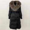 OFTBUY Winter Jacket Women Long Natural Real Raccoon Fox Fur Collar White Duck Down Coat Belt Thick Warm Casual Outerwear