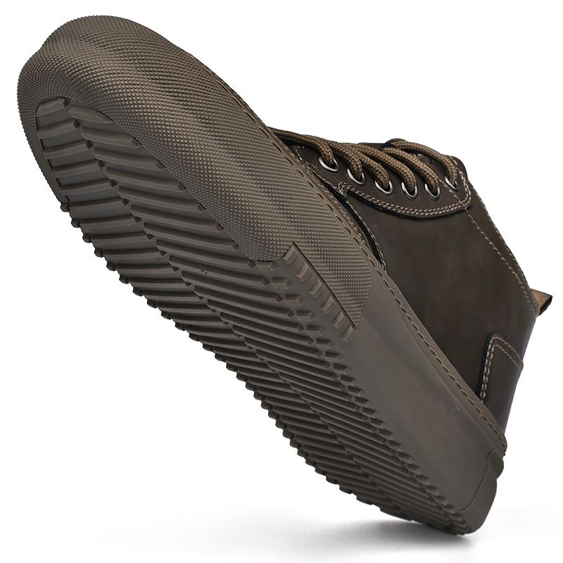 Мужская повседневная кожаная обувь с высоким берцем 44 хаки — фото 11