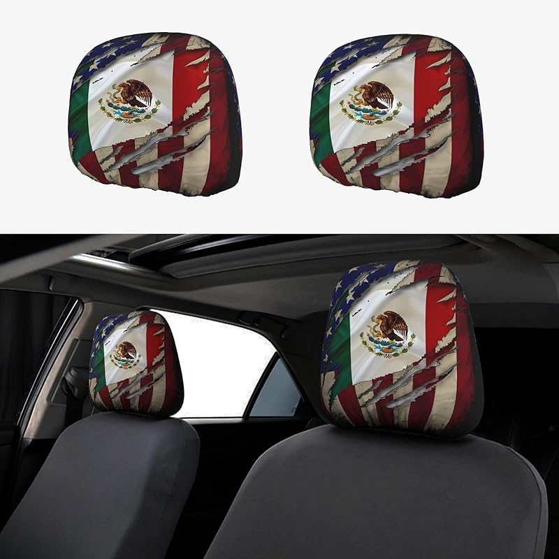 Cartoon Cute Eyes Car Headrest Covers 2 Pack Car Seat Head Rest Cover Auto Elastic Seat Coverings Vehicle Interior Accessories Protector Universal