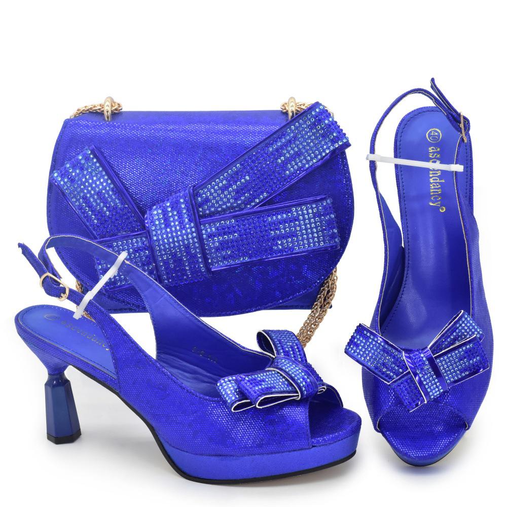 Italian Rhinestone Peep Toe High Heels & Evening Bag Set