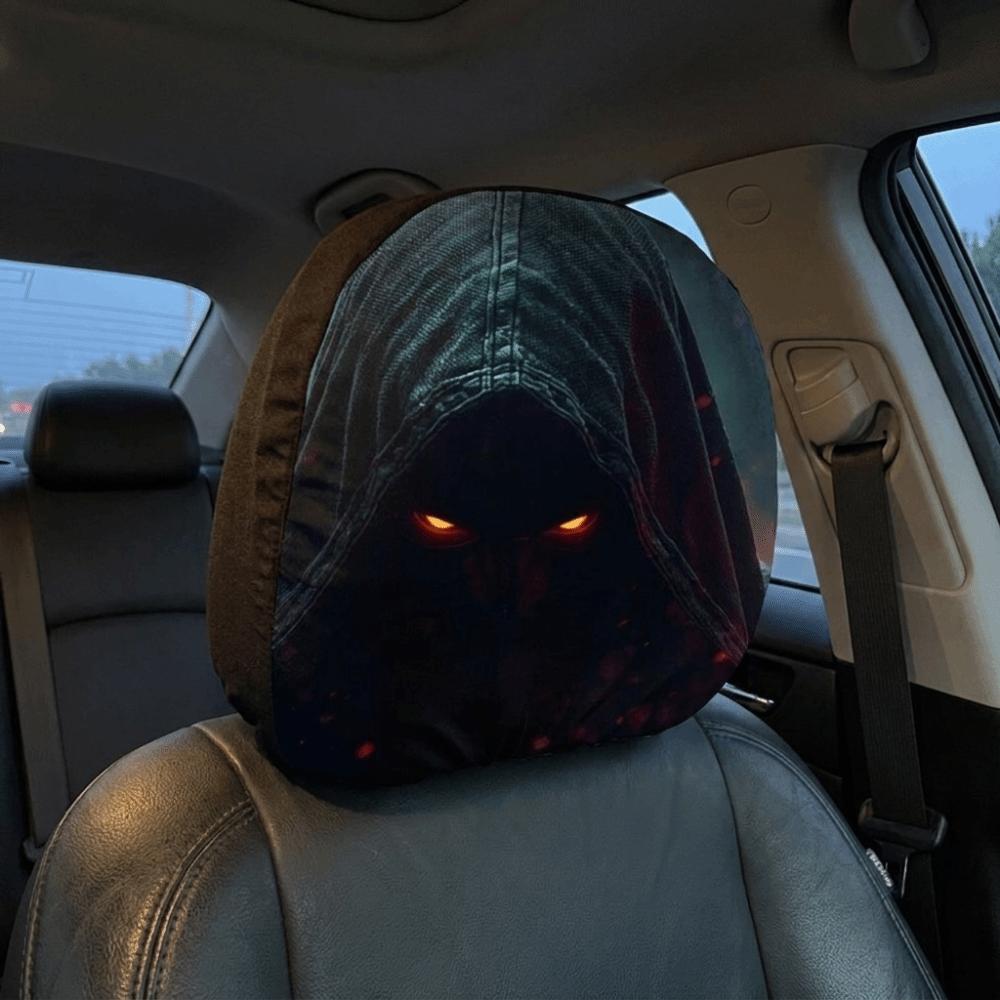 Scary Face Print Seat Headrest Protectors Auto Interior Decoration Cover Gift for Car Lover