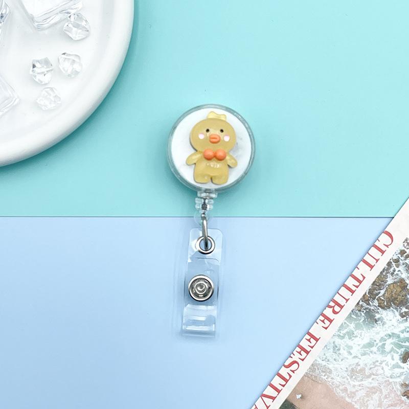 Cute Cartoon Resin Crystal Retractable Badge Reel ID Lanyard Name Tag Card Badge Holder Reels Keychain Card Holder Accessories