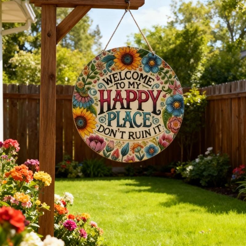 Welcome to Happy Place Don't Ruin It Wall Signs Welcome Sign for Front Door Wooden Wall Signs for Office Home Decors